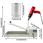 Bild in Galerie-Viewer laden, Amocart 12/18/24in Shrink Wrap Sealer Laminating Machine W/ Heat Gun 1800W Film Available Roll For PVC POF Film Books Toys Food