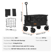 Charger l'image dans la visionneuse de galerie, Amocart Collapsible Folding Wagon Beach Wagon Cart with All-Terrain Wheels Drink Holder Sport Wagon for Camping Shopping Garden