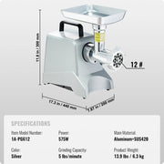 Charger l'image dans la visionneuse de galerie, Amocart Electric Meat Grinder 5 Lb/Min Industrial Meat Mincer with Blade Grinding Plate Sausage Stuffing Blade and 3 Tubes
