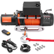 Load image into Gallery viewer, Amocart 13500lbs Electric Winch Car Truck Winch with 80ft Synthetic Rope Wireless & Wired Remote Control for Towing Off-Road