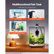 Bild in Galerie-Viewer laden, Amocart Fish Tank Aquarium 2/5Gal Square Ultra-Clear Glass Starter Tank Adjustable 3 Color Lighting Self Cleaning System for Home