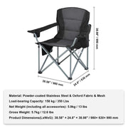 Load image into Gallery viewer, Amocart Camping Folding Chair for Adults Portable Quad Lumbar Back Padded Arm Chairs with Side Pockets for Beach, Lawn, Picnic