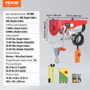 Charger l'image dans la visionneuse de galerie, Amocart 2200 lbs Electric Hoist Single/Double Slings Lift Crane Hoist with Wireless/Wired Control Electric Winch for Garage