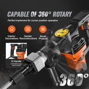 Bild in Galerie-Viewer laden, Amocart 1400W Demolition Jack Hammer Electric Jackhammer Heavy Duty 2900 BPM Concrete Breaker 2pcs Chisels Bits Chipping