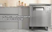 Charger l'image dans la visionneuse de galerie, Amocart 28in 48in Undercounter Worktop Refrigerator Stainless Steel Refrigerated Food Prep Station Fan Cooling for Bar