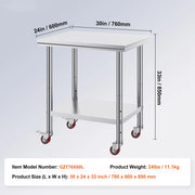 Charger l'image dans la visionneuse de galerie, Amocart Stainless Steel Kitchen Worktable shelves Commercial Work Bench Table with Caster Wheels for Home Restaurant Storage