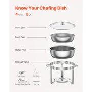 Bild in Galerie-Viewer laden, Amocart 5 Qt 2 4 Pack Round Chafing Dish Buffet Set Stainless Steel Chafer w/ 4 Full Size Pan Catering Warmer Server for Party