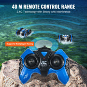 Charger l'image dans la visionneuse de galerie, Amocart Blue/Yellow Amphibious RC Car Boat 2.4GHz 12 km/h Electric Remote Control 360° Rotating Stunt Car Water Beach Pool Toys