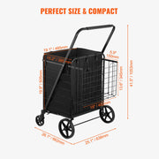 Bild in Galerie-Viewer laden, Amocart Folding Shopping Cart w/ Removable Waterproof Liner 106/330LBS Large Capacity 360° Swivel Wheels Dense Metal Mesh Base
