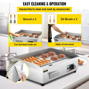 Load image into Gallery viewer, Amocart 14"-22" Electric Countertop Griddle Teppanyaki Grill 1600W/3200W Stainless Steel Flat Top Grills for Pancake Chicken