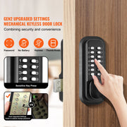 Bild in Galerie-Viewer laden, Amocart Mechanical Keyless Entry Door Lock 14 Digit Keypad Outdoor Gate Door Locks Set with Surface-mounted Latch Door Lock