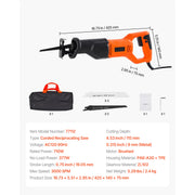 Bild in Galerie-Viewer laden, Amocart Corded Reciprocating Saw 120 Volt 7.5 Amp 2800 SPM Variable Speed, 1-1/8 inch Stroke Length Electric Reciprocating Saw