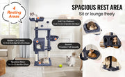 Bild in Galerie-Viewer laden, Amocart Cat Tree for Indoor Cats Cat Tower with Cat Condo Sisal Scratching Post HammockTop Perch Jumping Platforms Dark Grey