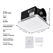 Charger l'image dans la visionneuse de galerie, Amocart Bathroom Exhaust Fan 80/110CFM High-Efficiency Ventilation 1.5sones Low Noise Operation Energy-Saving Bathroom Ceiling