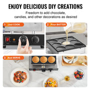 Bild in Galerie-Viewer laden, Amocart 9PCS Dutch Pancake Maker Dorayaki Baker Machine Commercial Electric Poffertjes Grill for Home Kitchen Snack Bar