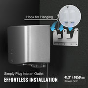 Charger l'image dans la visionneuse de galerie, Amocart Heavy Duty Commercial Hand Dryer 1400W Automatic High Speed Warm Wind Hand Blower Built-In Filter Sponge for Home