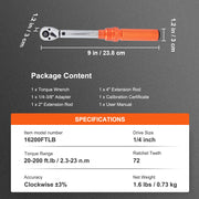 Bild in Galerie-Viewer laden, Amocart Torque Wrench Set Drive Click Torque Wrench Dual-Direction Adjustable Mechanical Dual Range Scales Torque Wrench Kit