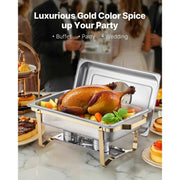 Charger l'image dans la visionneuse de galerie, SucceBuy 8 Qt 2 4 Pack Chafing Dish Buffet Set Stainless Steel Chafer with 4 Full Size Pans Rectangle Catering Warmer Server