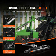 Charger l'image dans la visionneuse de galerie, Amocart Hydraulic Top Link Cat.1-1 Hydraulic Cylinder with 2 Hoses&G3/8" Check Valve High-Sealing Check Valve Easy Installation