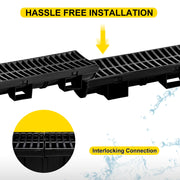 Load image into Gallery viewer, Amocart Drainage Trench Driveway Channel Drain With Plastic Grate 3-5 Pack HDPE Floor Drain Trench Drain Grate For Garden