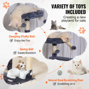 Charger l'image dans la visionneuse de galerie, Amocart Cat Tree for Indoor Cats Cat Tower with Cat Condo Sisal Scratching Post HammockTop Perch Jumping Platforms Dark Grey