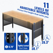 Charger l'image dans la visionneuse de galerie, Amocart 2000 lbs Adjustable Garage Workbench 48/61" L x 20" W Work Table with 28.3"-38.1" Height & Hardwood Top for Office Home