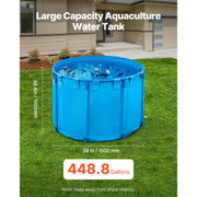 Load image into Gallery viewer, Amocart Canvas Fish Pond 448.8Gal Above Ground Fish Pond, Foldable PVC Koi Tank with Frame and Drain Valve for Aquaculture Blue
