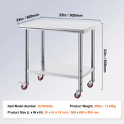 Bild in Galerie-Viewer laden, Amocart Stainless Steel Kitchen Worktable shelves Commercial Work Bench Table with Caster Wheels for Home Restaurant Storage