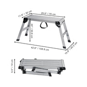 Charger l'image dans la visionneuse de galerie, Amocart Folding Work Platform 330 lbs Load Capacity Aluminum Drywall Stool Ladder Heavy Duty Work Bench w/ Non-Slip Feet