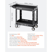 Charger l'image dans la visionneuse de galerie, Amocart 550 lbs Utility Service Cart Two-Shelf Plastic Hand Dolly Cart with 360° Swivel Wheels for Warehouse Garage Cleaning