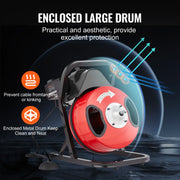 Bild in Galerie-Viewer laden, Amocart Drain Cleaner Machine 50FT 1/2 Inch Manual Feed Sewer Snake Auger with 4 Cutters & Air-activated Foot Switch for Pipes