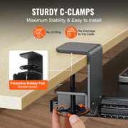 Charger l'image dans la visionneuse de galerie, Amocart 26.8in Under Desk Keyboard Tray Slide in/out Ergonomic Universal Keyboard Tray No-Drilling C-Clamps Easy to Install