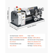 Charger l'image dans la visionneuse de galerie, Amocart 8x16in 550W Benchtop Lathe Machine Variable Speed & 0.0003in Spindle Accuracy Metal Gear for Processing Precision Parts