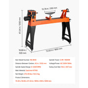 Bild in Galerie-Viewer laden, Amocart Woodworking Lathe 1.5 HP 16x40 in / 2 HP 18x40 in, 0-3200 RPM Variable Speed, for Medium to Large Projects Woodworking