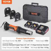 Bild in Galerie-Viewer laden, Amocart Press Tool 18V Electric Pipe Crimping Tool for 1/2" 3/4" 1" Copper Pipes Press Tool Kit with 3 Jaws 2Pcs Battery Compatible with Propress