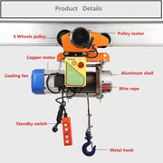 Load image into Gallery viewer, Electric Winch With Pulley,1500KG/1.5T Remote Control Lifting Crane Winch 30m, Electric Lifting Motor 110V/220V/380V