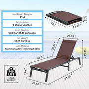 Load image into Gallery viewer, Amocart Chaise Lounge Chair Outdoor Aluminum Patio LoungeFolding Pool Lounge Recliner Full Flat for Patio Beach Pool Dark Grey