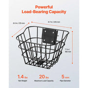 Charger l'image dans la visionneuse de galerie, SucceBuy Front Bike Basket Electric Scooter Basket - Max Bearing 20 lbs Construct from Solid Steel Kids / Adults Bicycle Basket