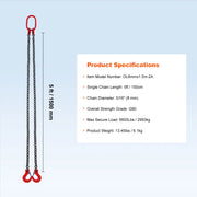 Bild in Galerie-Viewer laden, SucceBuy 3T 5ft Lifting Sling Chain 5/16 inch G80 Lifting Chains with 2 Leg Grab Hooks for Engine Hoist Engine Lift Chain