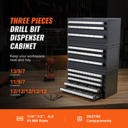 Bild in Galerie-Viewer laden, Amocart Drill Bit Dispenser Cabinet 3 Pieces Three-Drawer 1/16" to 1/2" & Letter Sizes A to Z Five-Drawer Drill Bit Organizer