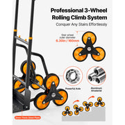 Charger l'image dans la visionneuse de galerie, Amocart 440/770 lbs Stair Climbing Cart Folding Trolley Cart with Telescoping Handle 6 Wheels 2 Bungee Cords for Home Groceries