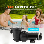 Bild in Galerie-Viewer laden, Amocart Above Ground Pool Pump 1HP/1.5HP/2HP Single Speed with Filter Basket for Above Ground Pools Hot Tubs Spas UL Certified