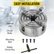 Charger l'image dans la visionneuse de galerie, Amocart K72-125 Lathe Chuck 5 Inch 4-Jaw Independent Reversible Jaw Metal Lathe Chuck Turning Machine Accessories, Lathes Use