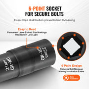 Bild in Galerie-Viewer laden, Amocart Lug Nut Impact Socket Set 1/2 in Drive Metric SAE 6-Point Flip Socket Set 4 Total Lug Nut Sizes CR-MO Wheel Socket Set