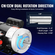 Bild in Galerie-Viewer laden, Amocart Electric Motor 1725rpm 115V/230V Air Compressor Motor Single Phase 5/8" Keyed Shaft CCW Rotation for General Equipment