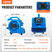 Load image into Gallery viewer, Amocart Floor Blower 1360 RPM 600 CFM Air Mover for Drying and Cooling Portable Dryer for Janitorial Home Plumbing Commercial