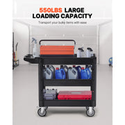 Charger l'image dans la visionneuse de galerie, Amocart 2/3 Shelf Utility Service Cart Dolly with 360° Swivel Wheels Ergonomic Storage Handle for Warehouse/Garage/Cleaning