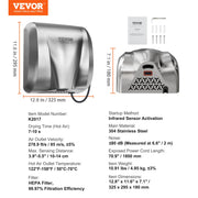 Charger l'image dans la visionneuse de galerie, Amocart Heavy Duty Commercial Hand Dryer 1400W Automatic High Speed Warm Wind Hand Blower Built-In Filter Sponge for Home