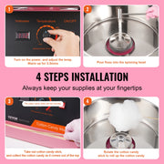 Charger l'image dans la visionneuse de galerie, SucceBuy Electric Cotton Candy Machine Candy Floss Maker Commercial Cotton Candy Machine w/ Stainless Steel Bowl and Sugar Scoop