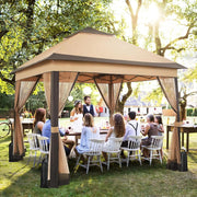 Load image into Gallery viewer, Gazebo 3.3x3.3m Waterproof Stable Pop Up Folding Gazebo, Adjustable Garden Gazebo with 4 Mosquito Net Side Panels & Double Roof